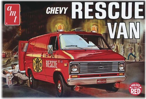 Model Plastikowy Do Sklejania AMT (USA) - 1975 Chevy Rescue Van (Czerwony)