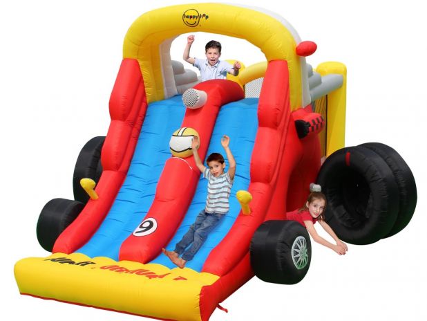 Formuła 1 Podwójna Zjeżdżalnia + Trampolina Zamek Dmuchany HappyHop